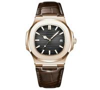 ZBDZSW Orologio da Uomo Quadrato di Lusso di Alta qualità, con Data, Impermeabile, Luminoso, da Polso, in Pelle, al Quarzo, da Uomo + Scatola Reloj
