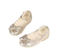 ZBDZSW - Scarpe da principessa in pelle, per primavera e autunno, eleganti, con cinturino alla caviglia, papillon casual per bambini, versatili, Oro, 32 EU