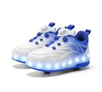 ZBDZSW - Scarpe da skate a due ruote per bambini, con luce a LED, per ragazzi e ragazze, luminose, sportive, con ricarica USB, Yq 168 Bao Blu, 18 EU