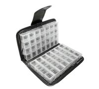 ZBDZSW - Set di 56 scatole per medicine in pelle con scomparti, Nero.