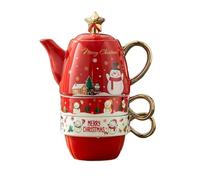 ZBDZSW Set di tazze da tè in ceramica natalizia con scatola regalo Babbo Natale/alce, tazza da caffè in stile cartone animato, decorazione per la casa e le feste