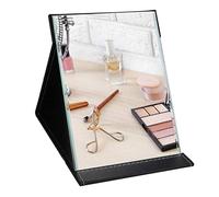 ZBEIVAN Specchio da trucco pieghevole portatile da 25,4 x 17,8 cm, con supporto per scrivania, per viaggi, tavolo da toeletta, decorazione per la stanza, regalo di bellezza, nero