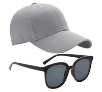 ZBHDEYG 1 berretto da baseball da uomo, 1 paio di occhiali da sole, cappello da baseball da donna, berretto da corsa regolabile, grigio., S/M