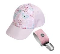 ZBHDEYG 1 Berretto da Baseball per Bambini, 1 Fermaglio per Cappello, Cappello A Coda di Cavallo da Ragazza, Cappello da Sole A Tesa Larga, Cappello con Visiera con Stampa A Farfalla