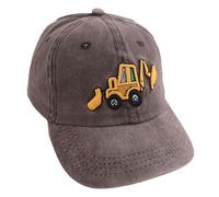 ZBHDEYG 1 Berretto da Baseball per Bambini, Berretto con Visiera Ricamato per Escavatore, Berretto da Baseball con Fibbia Posteriore Regolabile, Cappello da Sole Estivo (Marrone)