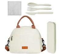 ZBHDEYG 1 borsa da pranzo da donna, 1 set di utensili, 1 straccio, borsa termica da donna, portatile, a prova di perdite, borsa per il pranzo da lavoro femminile