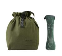 ZBHDEYG 1 borsa per il trasporto verde, 1 borsa per posate retrò, borsa per il pranzo isolata, borsa pieghevole con coulisse, custodia riutilizzabile