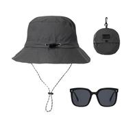 ZBHDEYG 1 Cappello da Pescatore, 1 Paio di Occhiali da Sole, Cappello da Pescatore per Uomo e Donna, Impermeabile, Grigio, 30-44
