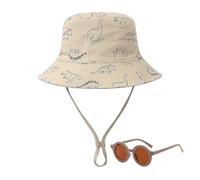 ZBHDEYG 1 cappello da sole per bambini, 1 paio di occhiali da sole, cappello da sole estivo per bambini, cappello da sole per bambini, Kaki, 3-4 Anni