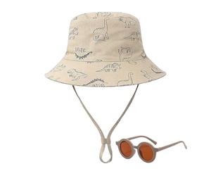 ZBHDEYG 1 cappello da sole per bambini, 1 paio di occhiali da sole, cappello da sole estivo per bambini, cappello da sole per bambini, Kaki, 3-4 Anni