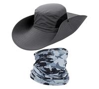 ZBHDEYG 1 cappello da trekking, 1 sciarpa, protezione solare estiva, per esterni, protezione solare, cappello da pesca, cappello da pesca, cappello da sole con tesa grande, adatto per escursioni e