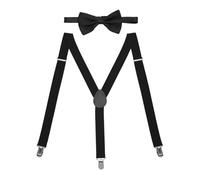 ZBHDEYG 1 clip per bretelle, 1 papillon, bretelle a forma di Y, robuste bretelle da uomo, bretelle elastiche regolabili, bretelle in metallo, Nero , Taglia unica