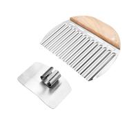 ZBHDEYG 1 coltello ondulato con manico in legno, 1 protezione per le dita, taglierina per patate, frutta e verdura, taglierina pieghevole, tagliapatate, accessori per tagliatate