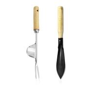 ZBHDEYG 1 Piccone in Acciaio Inossidabile, 1 Vanga da Giardino, Set di Attrezzi da Giardino, Strumento da Disegno con Manico in Legno, Mini Gancio per Denti, Strumento per Diserbo Manuale