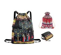 ZBHDEYG 1 zaino da viaggio, 1 borsa portaoggetti, zaino con coulisse, zaino da viaggio pieghevole, zaino sportivo, zaino portatile da donna, multicolore