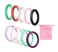 ZBHDEYG 10 anelli in silicone da donna, anello rotondo e rotondo, anello di nozze, taglia unica con sacchetto di immagazzinaggio, Taglia unica, Silicone