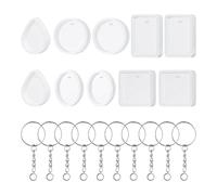 ZBHDEYG 10 stampi in silicone, 10 pezzi, portachiavi, forme geometriche, ciondoli in cristallo, stampi fai da te, adatti per gioielli fai da te, portachiavi
