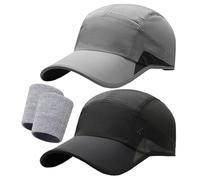 ZBHDEYG 2 berretti da baseball traspiranti, 2 bracciali sportivi, cappelli estivi da uomo, cappelli sportivi da donna, cappelli estivi, grigio scuro, S/M