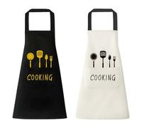 ZBHDEYG 2 Grembiuli, Grembiule Impermeabile E Antimacchia, Grembiule Regolabile Con Tasche, Grembiule Con Spalline, Grembiule Modello Coltello E Forchetta, Camicetta Da Cucina, Grembiule Da Cucina