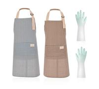ZBHDEYG 2 Grembiuli Rigati, 1 Guanto, Grembiule Impermeabile E Antimacchia, Grembiule Regolabile Con Tasche, Grembiule Con Spalline, Grembiule Da Cucina, Tuta Antiolio Da Cucina