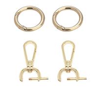 ZBHDEYG 2 moschettoni rotondi, 2 fibbie in metallo per borse, moschettone ad anello, clip a molla per anelli, anelli portachiavi, chiusura a moschettone, accessori zaino, gold, Taglia unica
