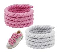 ZBHDEYG 2 paia di lacci per scarpe, lacci in corda spessa, lacci per scarpe sportive, lacci per scarpe fai da te, accessori per scarpe, lacci per scarpe da allenamento (bianco, rosa)
