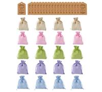 ZBHDEYG 20 sacchetti di lino colorati, 20 ciondoli di ringraziamento, borse con coulisse, sacchetti per gioielli, sacchetti regalo di ringraziamento