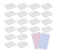 ZBHDEYG 20 scatole trasparenti, 128 adesivi, scatola per parti quadrate, scatola per accessori, piccola scatola trasparente con coperchio, scatola per display, mini scatola