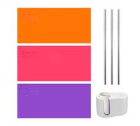 ZBHDEYG 3 coperchi per piatti in silicone, 3 cannucce in acciaio inox, sottobicchieri termici, tamponi in silicone sublimazione, coperchi per piatti, sottobicchieri