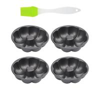 ZBHDEYG 4 piccoli stampi per dolci, 1 piccolo pennello per olio, piccolo stampo per torte, mini stampo da forno rotondo, piccolo stampo per cupcake, mini muffin