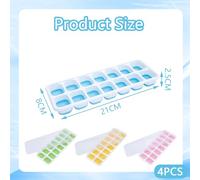 ZBHDEYG 4 stampi per cubetti di ghiaccio in silicone con coperchio, 14 griglie, giallo, blu, verde, rosa