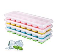 ZBHDEYG 4 stampi per cubetti di ghiaccio in silicone con coperchio, 14 griglie, giallo, blu, verde, rosa