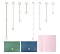 ZBHDEYG 8 Catene di Estensione, 2 Buste Piccole, 2 Panni per Lucidare, Catene di Estensione Regolabili, Catene per Coda di Gioielli, Braccialetti Fai-da-Te, Accessori per Gioielli