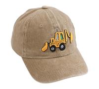 ZBHDEYG Berretto da Baseball per Bambini 1 Pezzo, Berretto con Visiera Ricamato per Escavatore, Berretto da Baseball con Fibbia Posteriore Regolabile, Cappello da Sole Estivo (Colore Kaki)