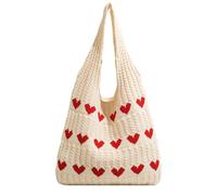 ZBHDEYG Borsa a Maglia in Tessuto - Tracolla, Spesa, Carina, da Donna - Colore Albicocca, 35 * 38 * 1cm