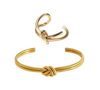 ZBHDEYG Bracciale Con Nodo Twist Da Donna In 1 Pezzo, Anello In 1 Pezzo, Bracciale In Oro Da Donna, Bracciale Annodato Da Donna, Bracciale A Spirale Spessa, Bracciale Regolabile
