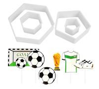 ZBHDEYG Set di 4 fustelle per stampa da calcio, 5 pezzi, forma esagonale, decorazione per torte da calcio, stampo fai da te