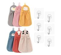 ZBHDEYG Set di 6 fazzoletti a forma di animali, 6 ganci, asciugamani colorati per bambini e ospiti, piccoli asciugamani per il viso