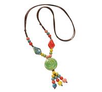 ZBIianxer Collana perline multicolori in ceramica alla Gioiello da collo in stile cinese unico per miglioramento ' outfit Gioielli da collo fatti a mano da donna