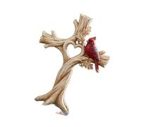 ZBIianxer Croci da appendere alla parete in legno, rosso, B | Composizione con e albero rosso, dettaglio aperto a forma cuore, accento in legno per camera da letto e