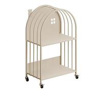 ZBJDX Piccola Libreria in Metallo, Libreria per La Casa con Struttura in Ferro, Semplice Scaffale Portaoggetti A più Livelli, Libreria Mobile per Camerette dei Bambini,Bianca,2 Tier