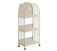 ZBJDX Piccola Libreria in Metallo, Libreria per La Casa con Struttura in Ferro, Semplice Scaffale Portaoggetti A più Livelli, Libreria Mobile per Camerette dei Bambini,Bianca,3 Tier