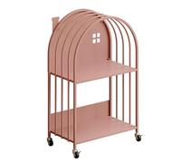 ZBJDX Piccola Libreria in Metallo, Libreria per La Casa con Struttura in Ferro, Semplice Scaffale Portaoggetti A più Livelli, Libreria Mobile per Camerette dei Bambini,Rosa,2 Tier