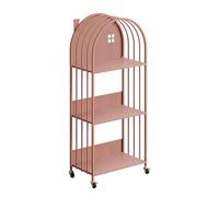 ZBJDX Piccola Libreria in Metallo, Libreria per La Casa con Struttura in Ferro, Semplice Scaffale Portaoggetti A più Livelli, Libreria Mobile per Camerette dei Bambini,Rosa,3 Tier