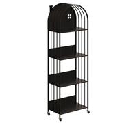 ZBJDX Piccola Libreria in Metallo, Libreria per La Casa con Struttura in Ferro, Semplice Scaffale Portaoggetti A più Livelli, Libreria Mobile per Camerette dei Bambini,Nero,4 Tier