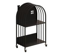 ZBJDX Piccola Libreria in Metallo, Libreria per La Casa con Struttura in Ferro, Semplice Scaffale Portaoggetti A più Livelli, Libreria Mobile per Camerette dei Bambini,Nero,2 Tier