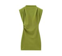 ZBJZUIMEI Abito Donna Invernale Abito per Bodycon Arricciante da Donna Summer Drape Front Drape Patchwork Abito da Cocktail Midi da Cocktail-Verde-s