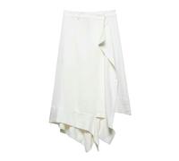 ZBJZUIMEI Gonna Lunga Midi di Medio Lunghezza Femminile con Design Unico in Tessuto Miscela Lino E Decorazione Asimmetrica per Un Look Elegante-Bianco-XS