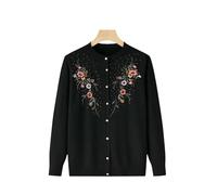 ZBJZUIMEI Maglione da Nonna Lavorato a Maglia Giacca Cardigan da Maglieria da Maglieria da Donna di Mezza età E Anziana-Nero-XXL