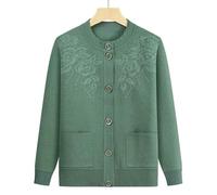 ZBJZUIMEI Maglione da Nonna Lavorato a Maglia Giacche da Maglione da Donna Anziane di Mezza età-Verde-l